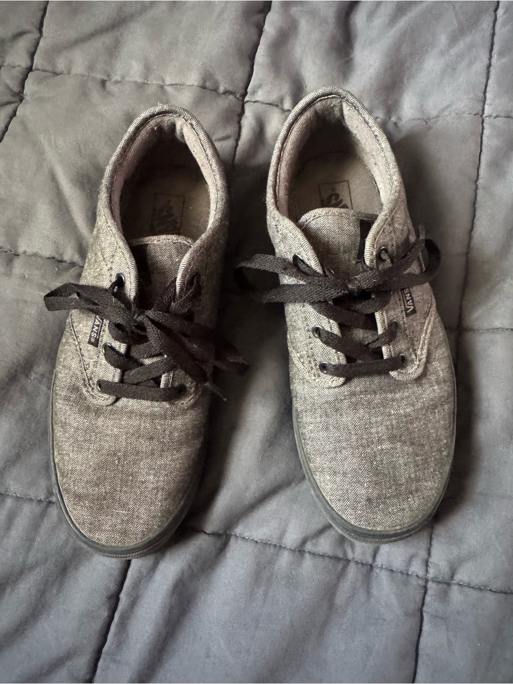 Vans Men's Heather Gray Canvas Low-Top Sneakers with Black Laces